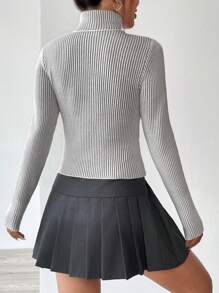 SHEIN Unity Áo len ôm dáng với họa tiết dệt nổi, kiểu dáng đa năng, thích hợp cho mùa thu đông. - Nhiều màu - Xem 2