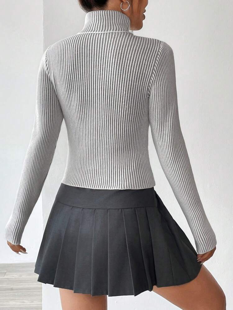 Texture Pattern Fitted Sweater, Versatile Style Knit Pullover Fall Winter Sweater