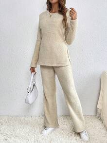 SHEIN Frenchy Áo phông trơn & Quần ống loe - trắng - Xem 4