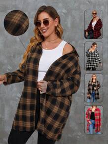 SHEIN Franclia Blusa de cuadros de hombros caídos - Multicolor - Ver 1