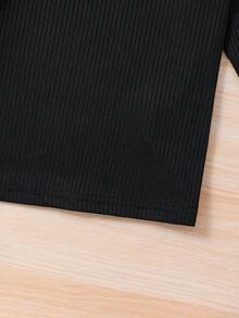 SHEIN Cô Gái Trẻ Cổ giả Áo thun & Kẻ sọc Đầm Tổng thể - Nhiều màu - Xem 7