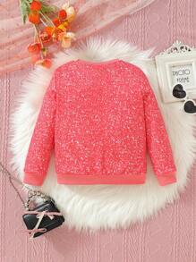 SHEIN Young Girl Figure & Letter Graphic Sweatshirt - Red - View 2