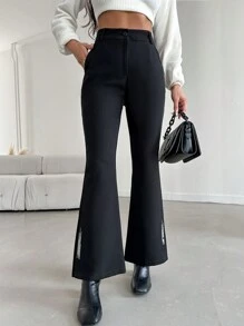 EURMUSE Women's Flared Suit Pants - Black - View 3