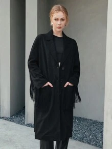 Anewsta Abrigo largo versátil de mujer - Negro - Ver 1