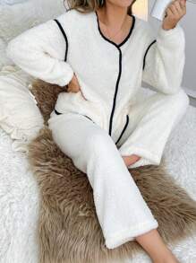 女性家居服套裝 - 杏色 - 查看 3