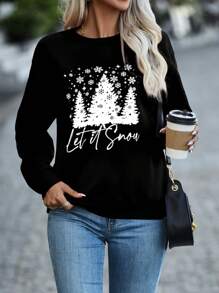 INAWLY 休閒聖誕節女士衛衣 - 黑色 - 查看 4