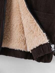 嬰兒保暖線絨呢連帽夾克 - 鏽棕色 - 查看 6