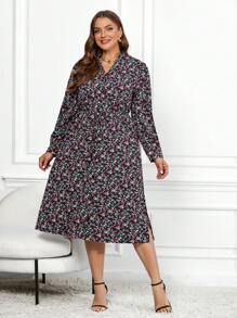 SHEIN Clasi Vestido de talla grande con estampado floral menudo