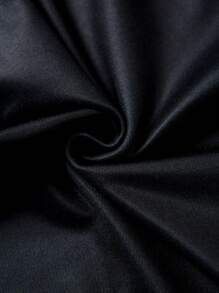 SHEIN EZwear 字母圖案插肩袖拉鏈開襟彈力緊身連體短褲 - 黑色 - 查看 6