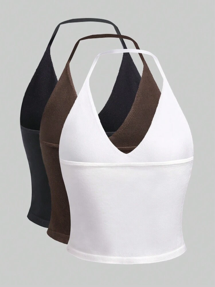 Women's 3-piece Halter Knitted Top