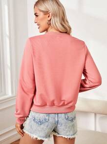 SHEIN LUNE 女性聖誕紅酒杯設計運動衫 - 藕粉色 - 查看 2