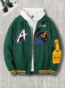 Manfinity EMRG Letter Printed Baseball Jacket