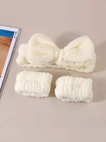 1pc Plush Face Washing & Hairband Set With 3pcs Sweat-Absorbent Face & Wristbands,Skincare Headband,Beauty,Skin Care Products,Spa,Self Care,Skin Care Tools,Face Care,Esthetician Supplies,Skin,Face Wash,Facial