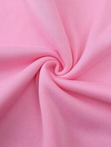 SHEIN EZwear Kích thước lớn Hoạt hình Và In thư Thả vai Lông cừu Áo nỉ - Hồng - Xem 5