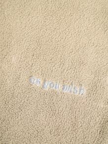 INAWLY Women's Drop Shoulder Velvet Sweatshirt - Apricot - View 6