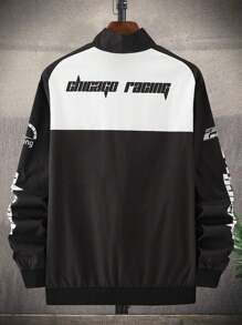 Manfinity Hypemode Men's Letter Printed Jacket - Black and White - View 2
