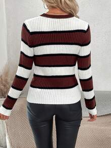 SHEIN Essnce Women's Striped Sweater - Multicolor - View 2