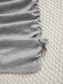 SHEIN Tween Girl Solid Cami Dress & Super Crop Tee - Light Grey - View 4