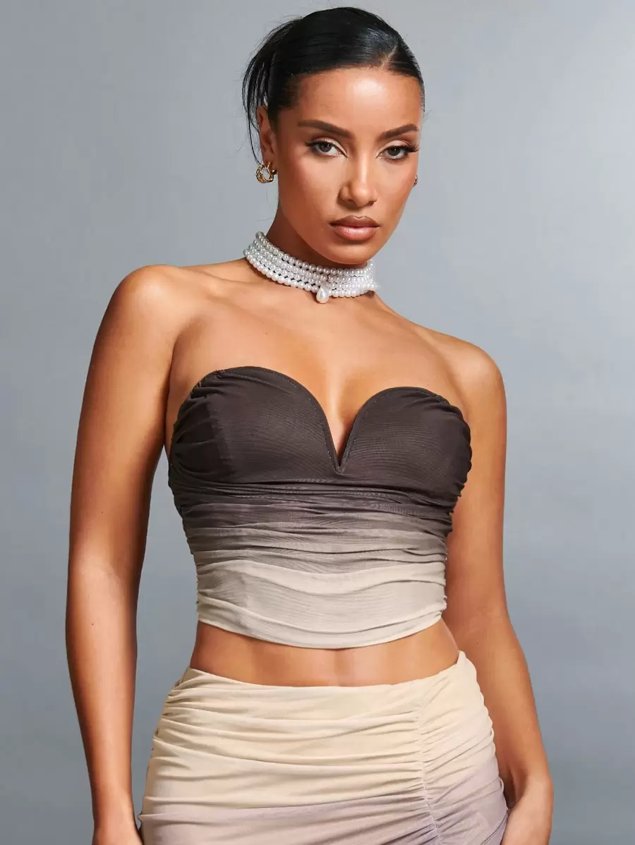 SHEIN BAE Biến đổi dần Xếp li Quây Cổ chữ V sâu Áo ba lỗ Đối với phụ nữ , Gợi cảm Hoặc Áo khoác - Nhiều màu - Xem 1