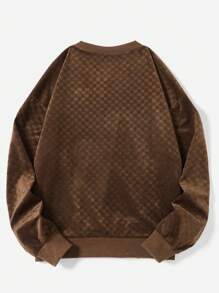 SHEIN LUNE In Kiểm tra Lót nhiệt Áo nỉ - Cà phê nâu - Xem 2