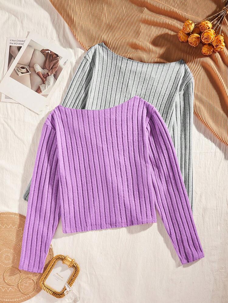 Women Casual Multicolor Rib-Knit V Neck Sleep Top With Button Front Detail And Regular Sleeves, Medium Stretch Polyester Loungewear
