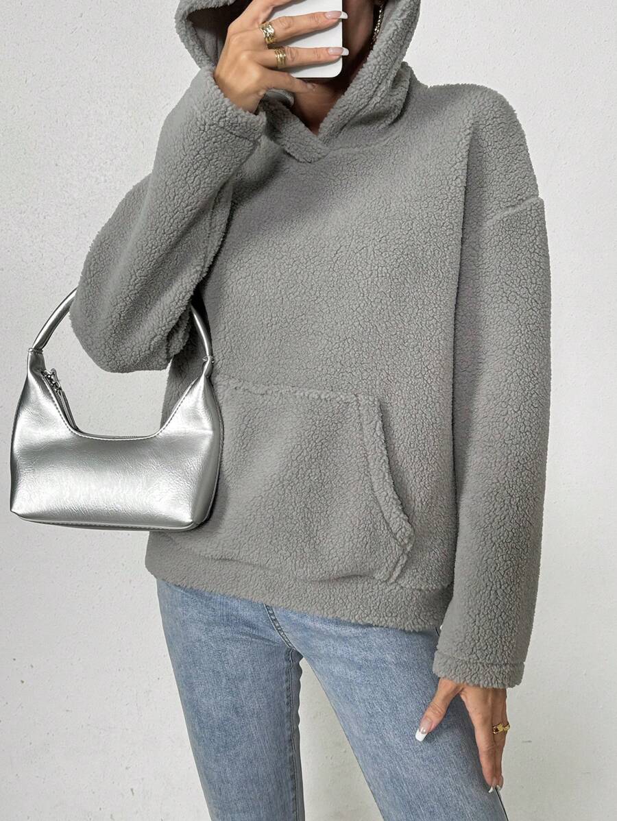 Chiquease Women's Flannel Hoodie Pullover Fall Sweatshirt - Grey - View 1