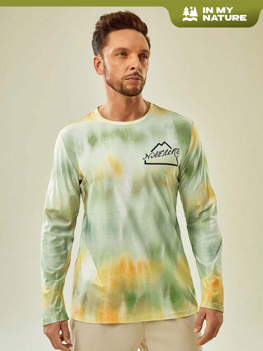 In My Nature 男士紮染標語圖案戶外T恤 - 彩色 - 查看 1
