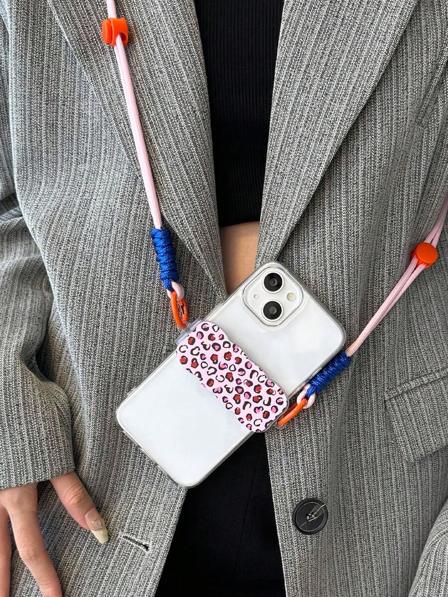 Duchess Plum Pink Leopard Print Mobile Phone Lanyard - Multicolor - View 1
