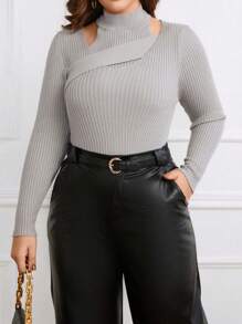 SHEIN Privé Kích thước lớn Thanh lịch 2 trong1 Áo len - Xám - Xem 1