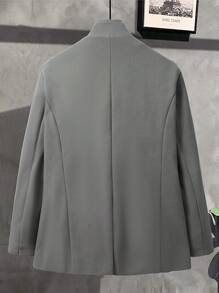 Manfinity Homme Men Solid Button Front Overcoat Without Tee - Grey - View 2