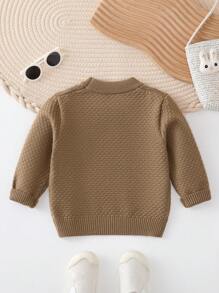 Baby Girl Floral Pattern Sweater - Brown - View 2