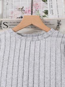 2 cái/bộ Thiếu niên Cô gái Tay áo dài Áo thun Và Quần - Xám - Xem 5