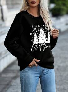 INAWLY 休閒聖誕節女士衛衣 - 黑色 - 查看 3