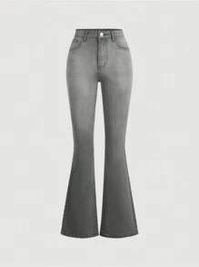 少女喇叭牛仔裤 - 灰色 - 查看 1
