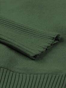 Acelitt Ladies' Solid Color Batwing Sleeve Sweater Dress - Green - View 5