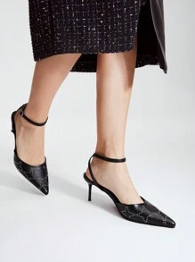 MOTF PREMIUM STAR STUDDED ANKLE STRAP HEELS - Black - View 11