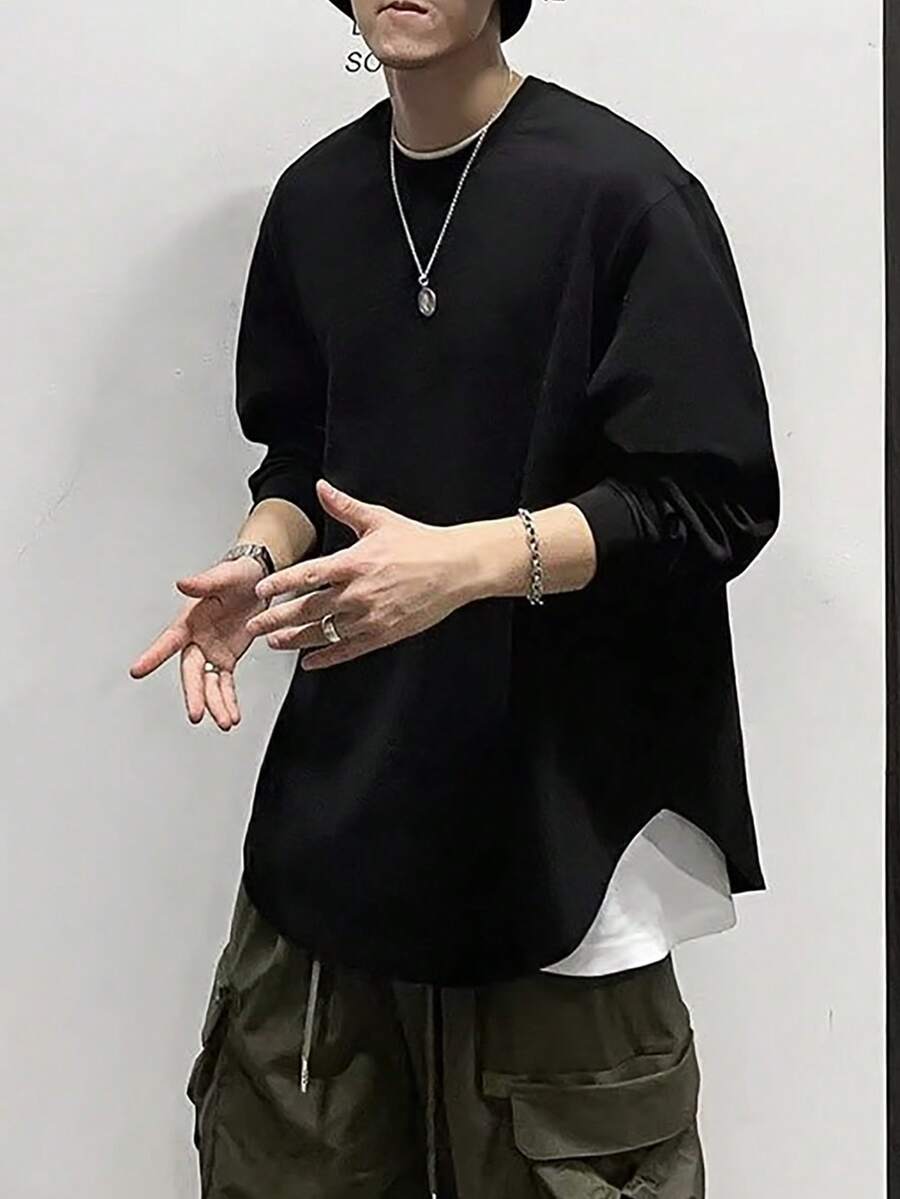 Manfinity Hypemode Nam Thả vai Áo thun - màu đen - Xem 1