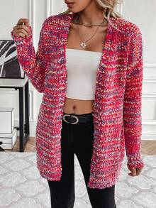 SHEIN Essnce Drop Shoulder Cardigan With Open Front - Multicolor - View 5