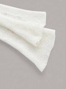 SHEIN ICON 女款單色不對稱下擺毛衣,帶有磨損細節 - 白色 - 查看 3