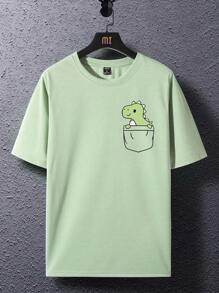 Manfinity Hypemode Men Cartoon Graphic Casual Short Sleeve Tee, Boyfriend Gift