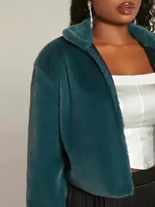 SHEIN BAE 女士綠色大衣,適合聖誕節和新年派對穿搭 - 藏蓝色 - 查看 3