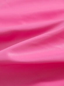 Tween Girls' Streetwear Pu Leather Solid Color Skirt With Athletic Style - Hot Pink - View 3