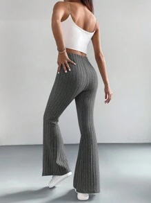 SHEIN Knitted High Waist Flared Pants