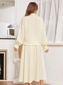 GENKIRA Tay áo loe Áo sơ mi & Váy - Màu be - Xem 2