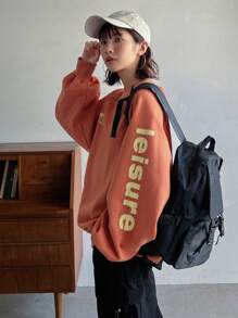 FRIFUL Sudadera con estampado de eslogan, mangas raglán para mujer, estilo retro 087005421 Equilibrio trabajo-vida, SIGUE SONRIENDO, ESTILO VINTAGE, Tops de manga larga