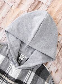 Thiếu niên con trai In kẻ sọc áo có mũ Áo sơ mi Without Tee - Nhiều màu - Xem 6