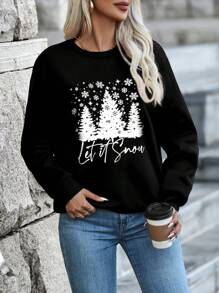 INAWLY 休閒聖誕節女士衛衣 - 黑色 - 查看 5