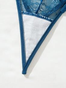 Set de lencería con encaje floral con aro - Agua verde azul - Ver 5