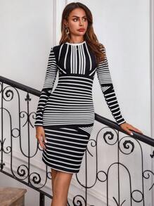 SHEIN Clasi 女士連身裙 - 黑與白 - 查看 6