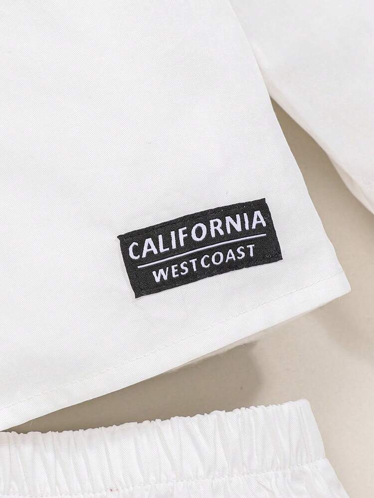 Baby Boy's Two-piece Set Of Contrasting Patch Pockets, Casual Shirts And Shorts